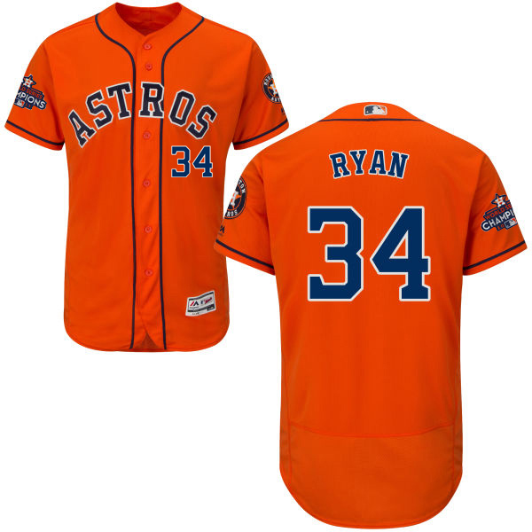 Astros #34 Nolan Ryan Orange Flexbase Authentic Collection World Series Champions Stitched MLB Jersey